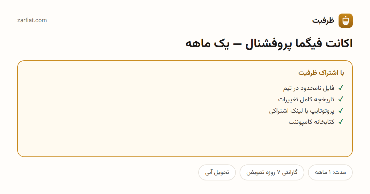 مقایسه نسخه رایگان و اشتراکی اکانت فیگما پروفشنال — یک ماهه — مدت، گارانتی و تحویل آنی