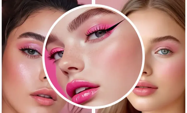میکاپ صورتی عروسکی